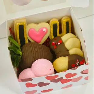 a box of valentine's day cookies