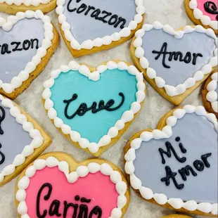 a variety of decorated cookies