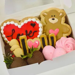 valentine's day cookies in a box