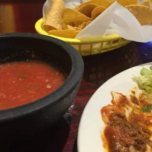 My lunch of chips, dip and burrito...yum!