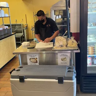 Fresh tortillas! That chest is filled with them.