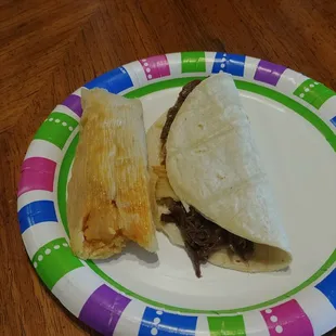 Tamale , Barbacoa, fresh Tortilla