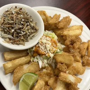 Fried Yuan with Little Fish, yuca