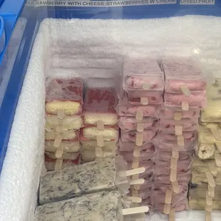 a variety of frozen food