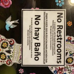 No restrooms at this place, plan accordingly!