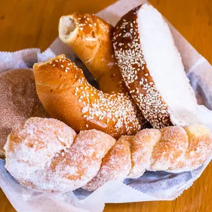 food, donuts, dough desserts