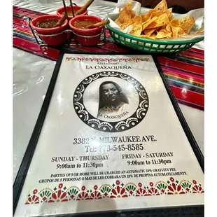 Menu  @ La Oaxaqueña . 3382 N Milwaukee Ave, Chicago, IL