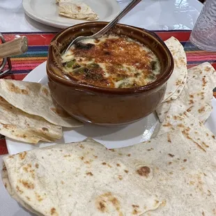 Queso con rajás.    So delicious