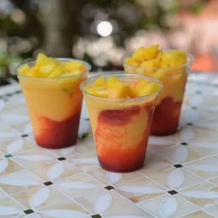 three drinks on a table
