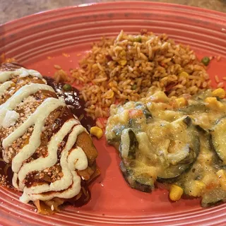 Tamale of the Day, Beef Taco, and Cheese Enchilada