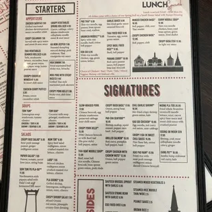 1/2 Dine-In Menu