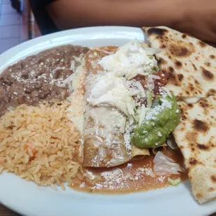 Combo with taquitos, enchilada and quesadilla (those beans) need a shoutout