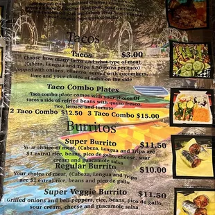 Taco &amp; Burrito Menu