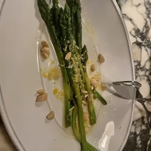 Asparagus  3.5/5 Nice crunch, but being in season should have been thicker.