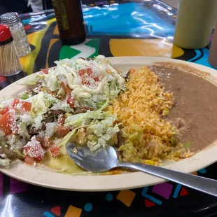 Tasada carne asada rice &amp; beans.