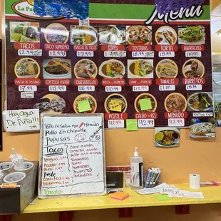 Hot food menu