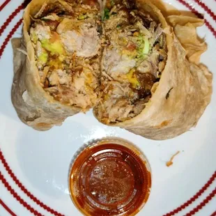 Carnitas and cheese burrito