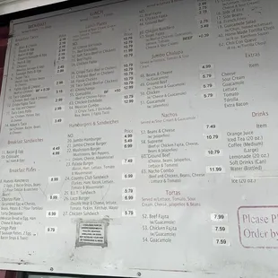 menu