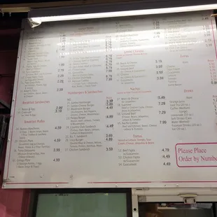 menu