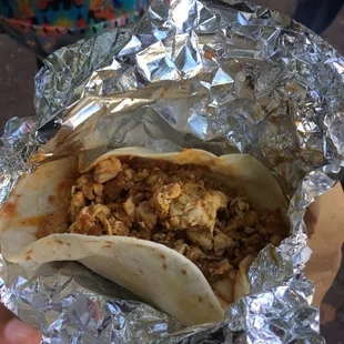 Chorizo and egg taco