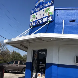 the front of the restaurant