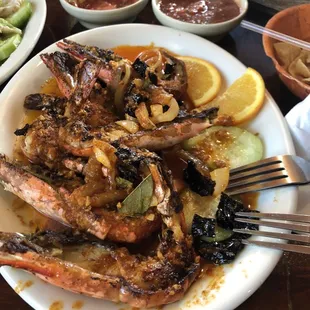 Langostinos , mixed the sauces ! Fire!!