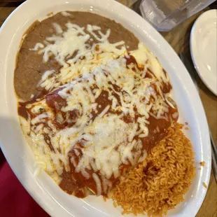 Combo with Bean and Cheese Burrito and Enchilada Cheese - I don't recommend it