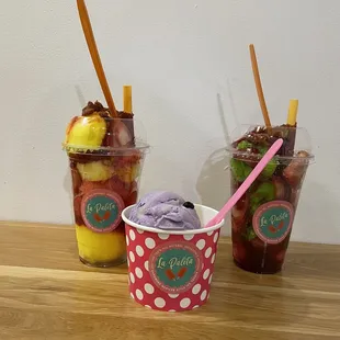 Two Chamoyada &amp; taro ice cream.
