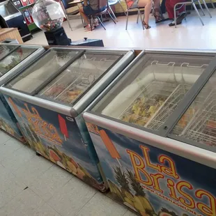 The freezer case full of paletas. So many choices!!