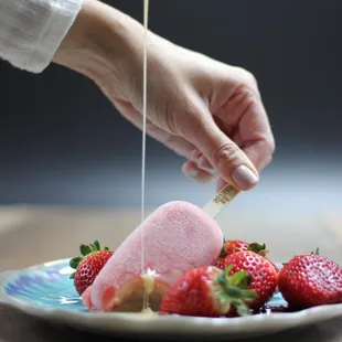 Strawberry filled condensed milk