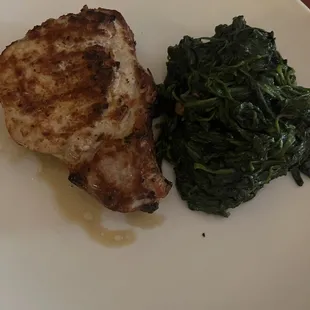 Pork chop with spinach
