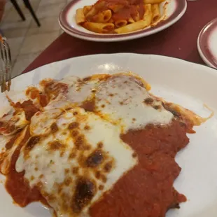 Chicken Parm with side of penne