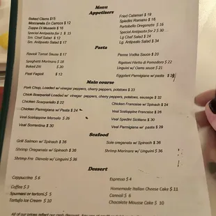 menu