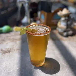Negra Modelo with Tajín on the rim