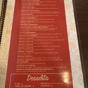 the menu
