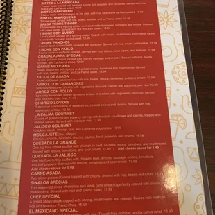 the menu