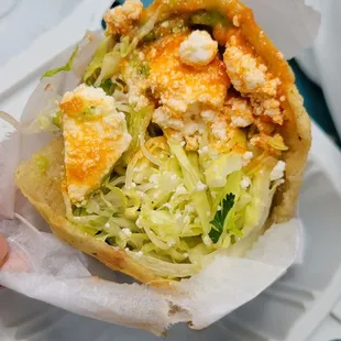 Chicharron Gordita $6.99 [July 2024]. Chicarron is on bottom half and very flavorful