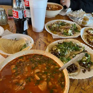Menudo and some tacos, oh, and homemade tortillas!!