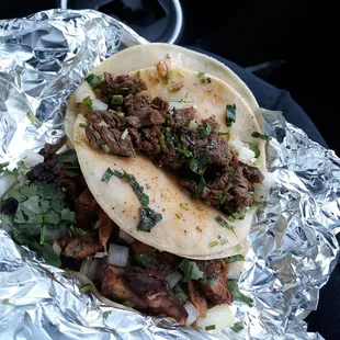 Beef fajita tacos and el pastor