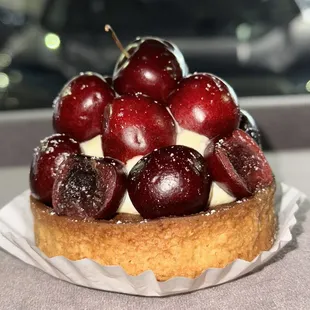 OMGeee Decadent Cherry torte (fresh cherries. Fresh whip cream)