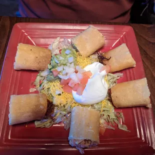 Chicken Taquitos Rancheros for $7 (hh).