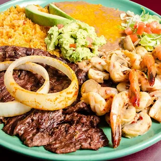 Carne Asada con 4 Camarones