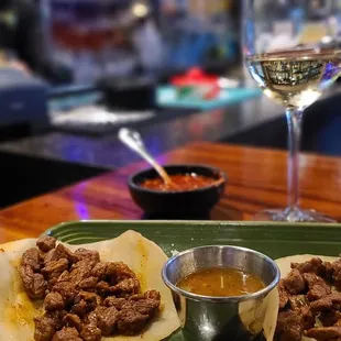 Happy Hour - Street Tacos ($8) House White Wine ($4) Photo by Heath Anderson, Copyright HealthybyHeath 2022, &quot;Subscribe&quot; at HealthybyHeath