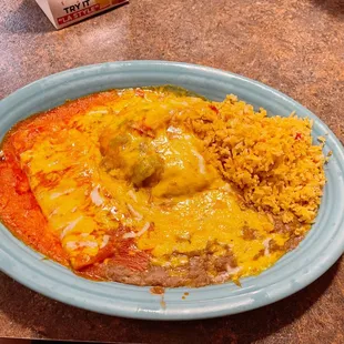 Chile relleno and cheese enchilada