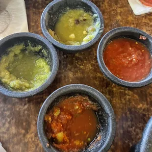 Original , chunky, salsa verde and pineapple something