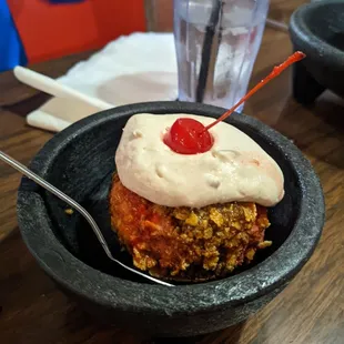 Superman fried ice cream, kids plate
