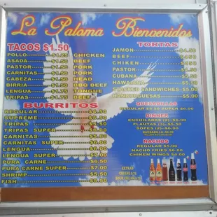 The menu