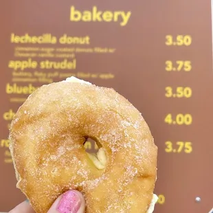 a hand holding a doughnut