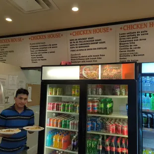 a man holding a plate of food