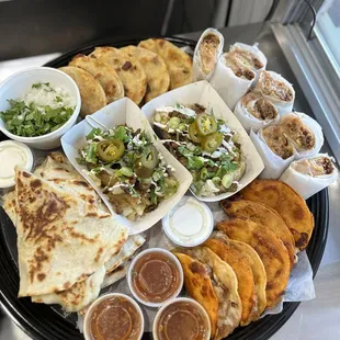 Loaded roasted potatoes, potato tacos, burritos, quesadillas, enchiladas
